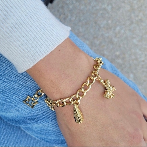 Escada Jewelry - ESCADA 90s Joyful Gold Tone Charm Bracelet NWT In Original Box